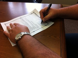 Signing a contract